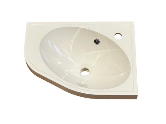 Umywalka narożna, asymetryczna, biała, 51,5 x 40 cm IdealStones