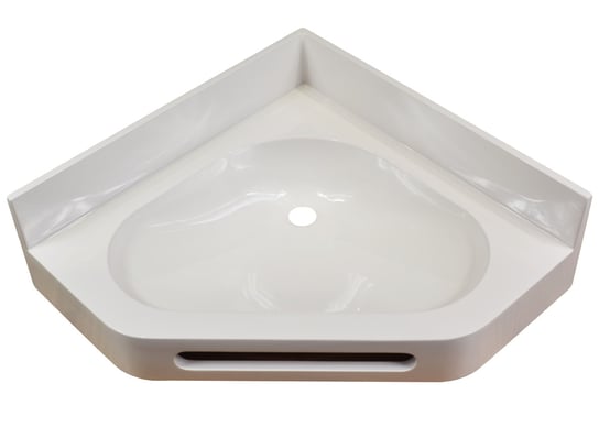Umywalka narożna, asymetryczna, biała, 60 x 60 cm IdealStones