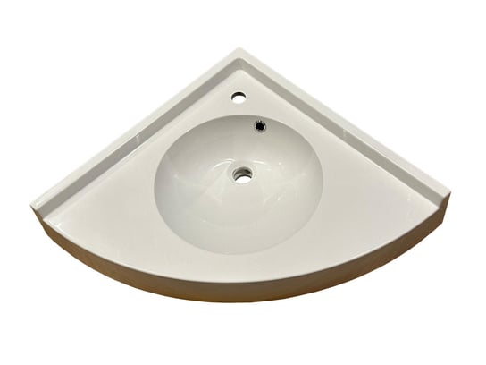 Umywalka narożna, asymetryczna, biała, 65 x 65 cm IdealStones