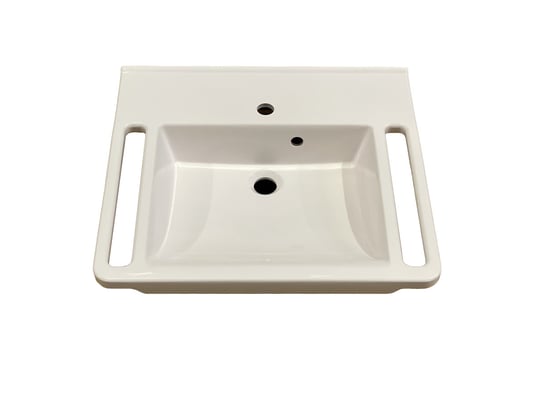 Umywalka ścienna, asymetryczna, biała, 60 x 55 cm IdealStones