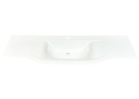 Umywalka wpuszczana w blat, asymetryczna, biała, 164 x 55 cm IdealStones