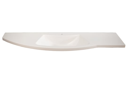 Umywalka wpuszczana w blat, asymetryczna, biała, 168 x 52 cm IdealStones