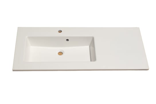 Umywalka wpuszczana w blat, prostokątna, biała, 113 x 50 cm IdealStones