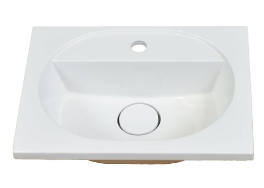 Umywalka wpuszczana w blat, prostokątna, biała, 50 x 37,5 cm, marmur syntetyczny IdealStones