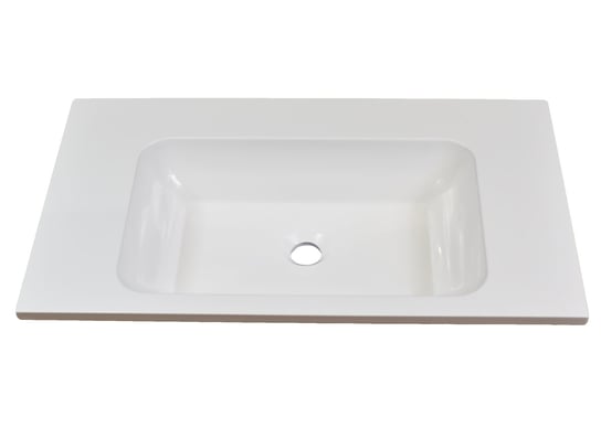 Umywalka wpuszczana w blat, prostokątna, biała, 75,5 x 45 cm IdealStones