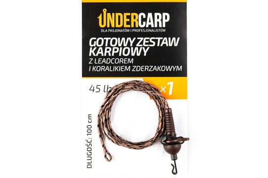 Undercarp Gotowy Zestaw Karpiowy Z Leadcorem I Koralikiem Zderzakowym 45 Lbs / 100 Cm Brązowy UNDERCARP