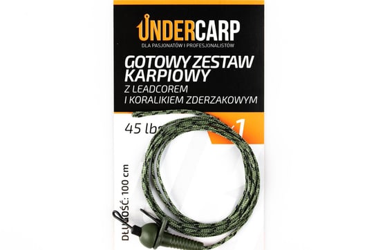 Undercarp Gotowy Zestaw Karpiowy Z Leadcorem I Koralikiem Zderzakowym 45 Lbs / 100 Cm Zielony UNDERCARP
