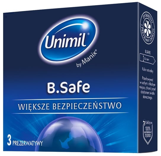 Unimil, B.Safe, lateksowe prezerwatywy, 3 szt. Unimil