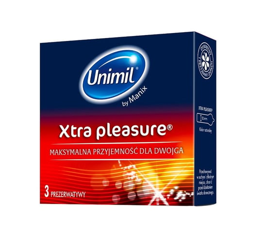 Unimil, Xtra Pleasure, lateksowe prezerwatywy, 3 szt. Unimil