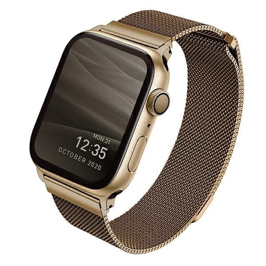 UNIQ pasek Dante Apple Watch Series 4/5/6/SE 44mm. Stainless Steel złoty/carmel gold UNIQ