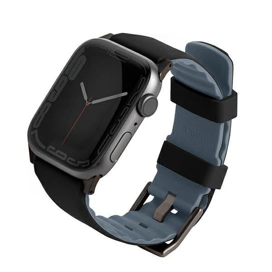 UNIQ pasek Linus Apple Watch Series 4/5/6/7/8/SE/SE2/Ultra 42/44/45mm. Airosoft Silicone czarny/midnight black UNIQ