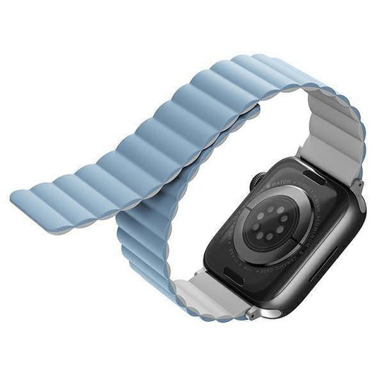 UNIQ pasek Revix Apple Watch Series 4/5/6/7/8/SE/SE2/Ultra 42/44/45/49mm. Reversible Magnetic biały-niebieski/white-blue UNIQ