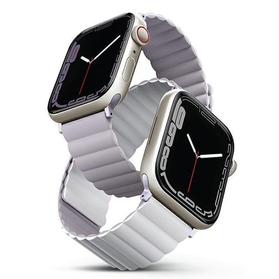 UNIQ pasek Revix Apple Watch Series 4/5/6/7/8/SE/SE2/Ultra 42/44/45mm. Reversible Magnetic lilak-biały/lilac-white UNIQ