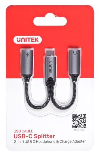 Unitek, Adapter USB-C - 2X USB-C, 18W, audio, M206A Unitek