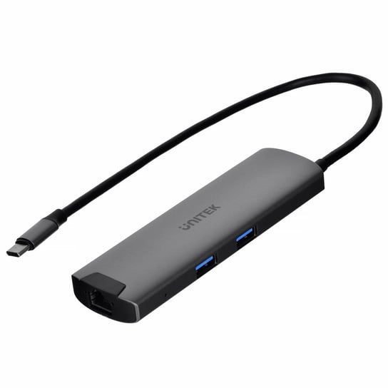 Unitek, Aktywny Hub USB-C 5BGPS, HDMI RJ-45 PD 100W, czarny Unitek