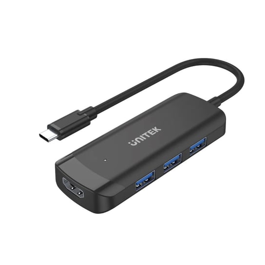 Unitek, Hub Aktywny USB-C 3x USB-A 3.1, HDMI 4K30HZ, czarny Unitek