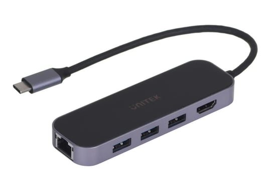 Unitek, Hub USB-C 3.1, RJ-45,3xUSB-A, HDMI, 4K, PD100W Unitek