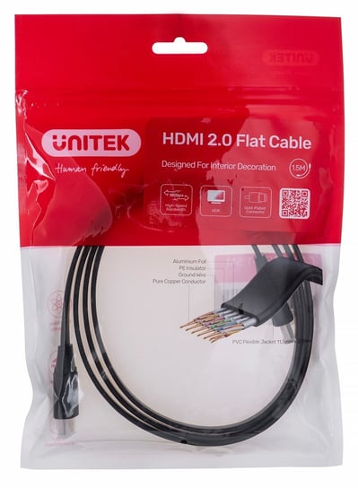 Unitek, Kabel HDMI 2.0 4K60HZ, Płaski, 1,5m Unitek