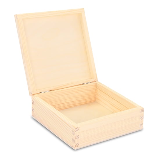 Uniwersalna drewniana skrzyneczka z pokrywką 16x16x6 cm - drewniana szkatułka lub pudełko do przechowywania cennych przedmiotów Inna marka
