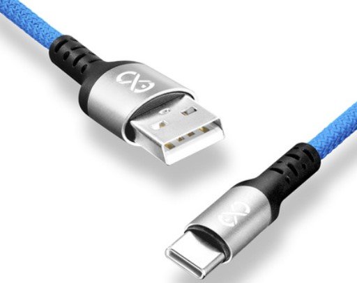 Uniwersalny kabel USB-A 2.0 - USB-C eXc BRAID, 1.2 m, niebieski EXC
