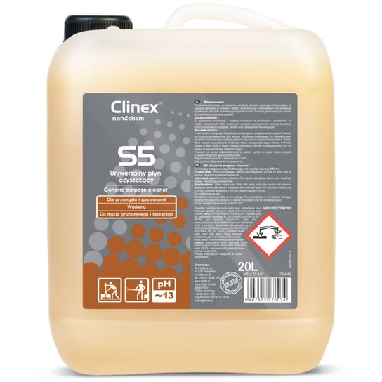 Uniwersalny Płyn Czyszczący Do Uporczywych Zabrudzeń Clinex S5 20L Clinex
