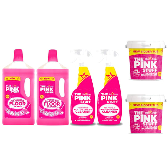 Uniwersalny zestaw czyszczenia powierzchni PINK STUFF 2x Pasta + Spray + Płyn The Pink Stuff
