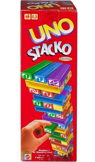 UNO gra Stacko Jenga Block, gra zręcznościowa, Mattel Mattel