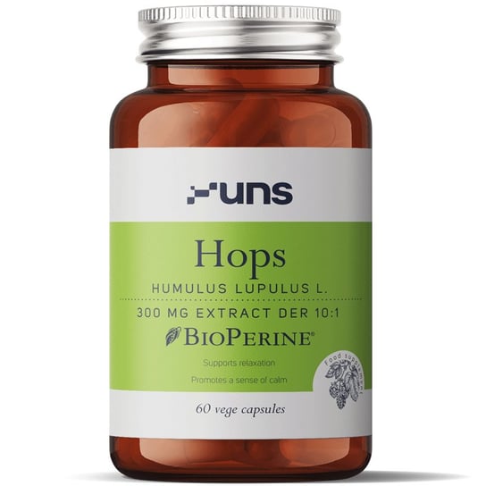 Uns Hops 300Mg Extract Der 10:1 Suplementy diety,  60 vege kaps. UNS