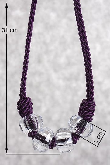 Upinacz dekoracyjny sznur z węzłami fiolet + transparentny Eurofirany