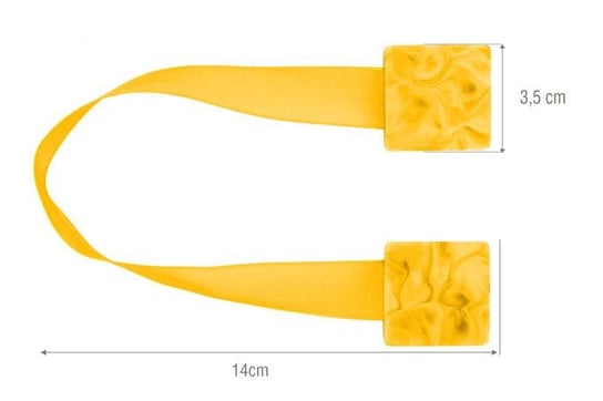 Upinacz dekoracyjny z magnesem kwadrat żółty x2 Eurofirany