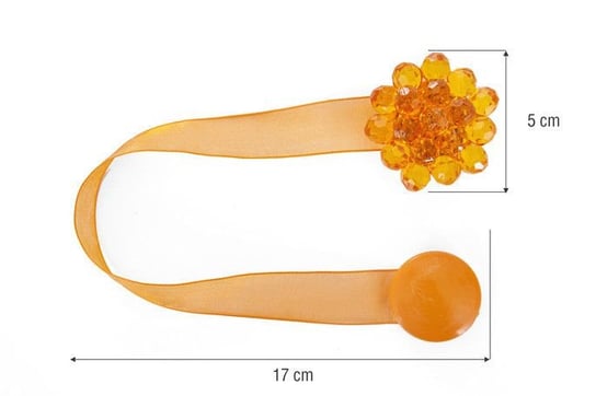 Upinacz dekoracyjny z magnesem kwiatek pomarańczowy x2 Eurofirany
