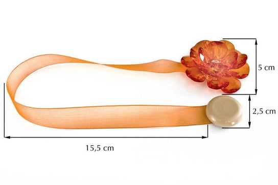 Upinacz dekoracyjny z magnesem kwiatek pomarańczowy x2 Eurofirany