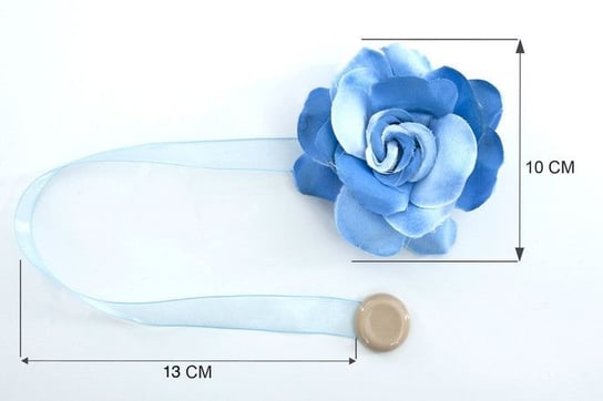 Upinacz dekoracyjny z magnesem róża mała niebieski x2 Eurofirany