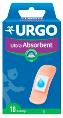 URGO Ultra Absorbent, plastry z kompresem, 10 szt. Polfa Łódź