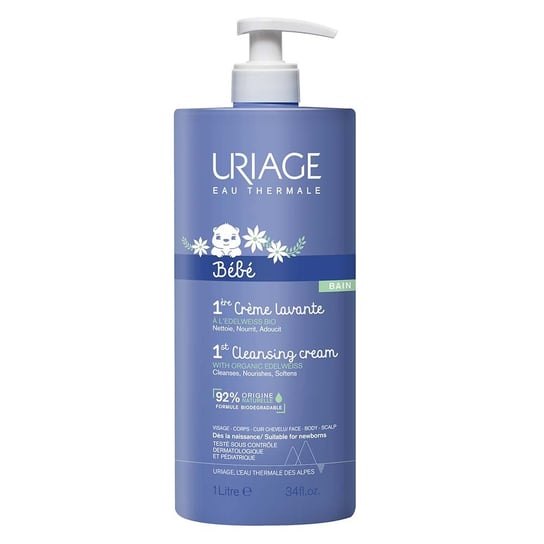 Uriage Bebe 1st Cleansing Cream, Pieniący się krem do kąpieli dla dzieci, 1000ml Uriage