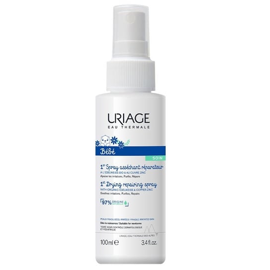 Uriage, Bebe 1st Drying Repairing, Spray łagodzący podrażnienia dla dzieci, 100 ml Uriage