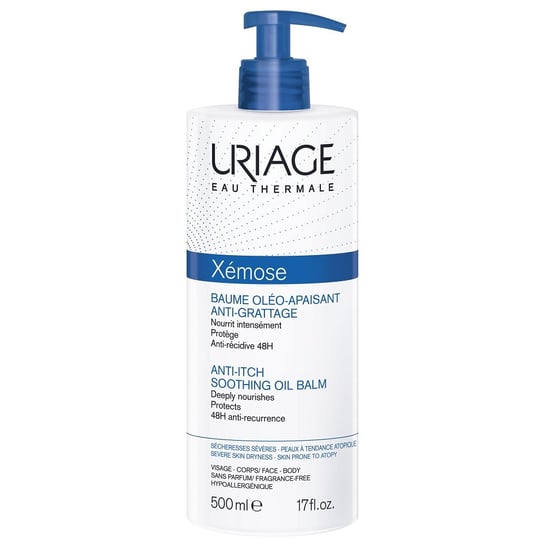 Uriage, Xemose Anti-Itch Soothing Oil Balm, Kojący balsam olejkowy przeciw swędzeniu, 500 ml Uriage