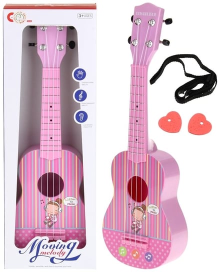 Urwiskowo, gitara ukulele dla dzieci kostka do gry różowe Urwiskowo