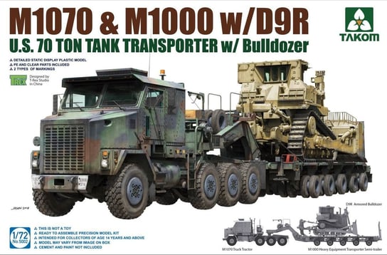 Us M1070, M1000 W/D9R - Us 70T Transporter W/Bulldozer 1:72 Takom 5002 Takom
