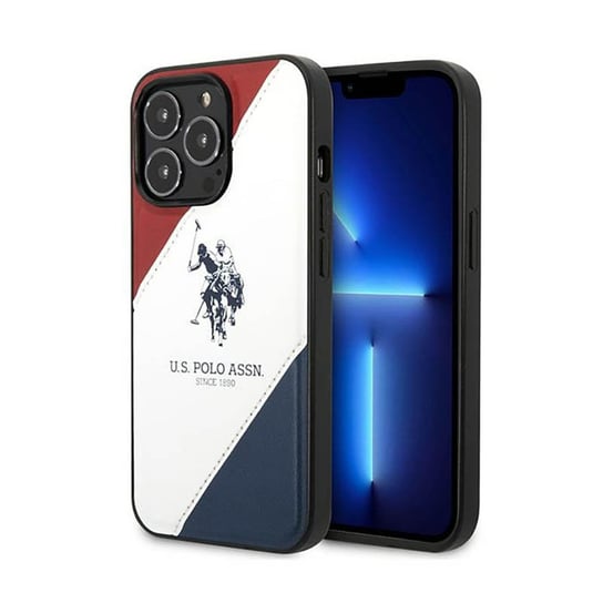 US Polo Assn Tricolor Embossed - Etui iPhone 14 Pro Max (biały) Inne