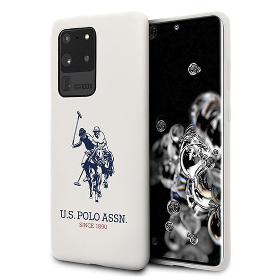 US Polo USHCS69SLHRWH S20 Ultra G988 biały/white Silicone Collection - Biały U.S. Polo Assn.