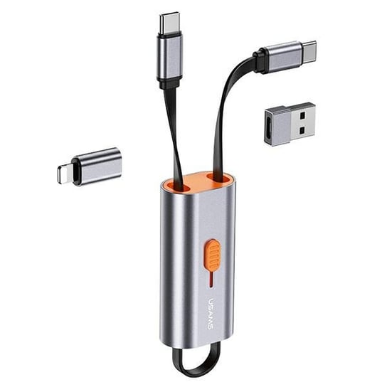 USAMS Adapter 4w1 2xUSB-C / USB-C na USB-A/ USB-C na Lightning 60W stalowy/steel SJ560USB01 (US-SJ560) USAMS