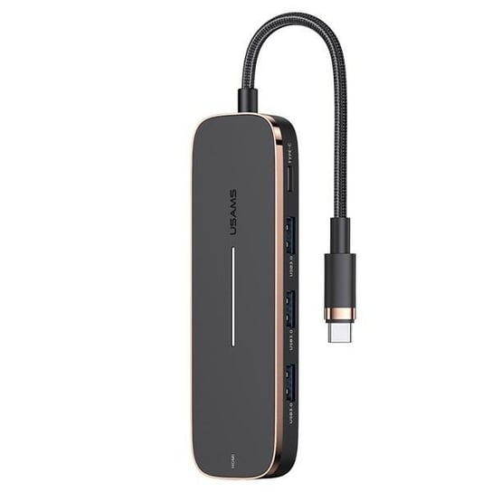 USAMS Adapter HUB 3xUSB + USB-C + HDMI czarny/black SJ578HUB01 (US-SJ578) USAMS
