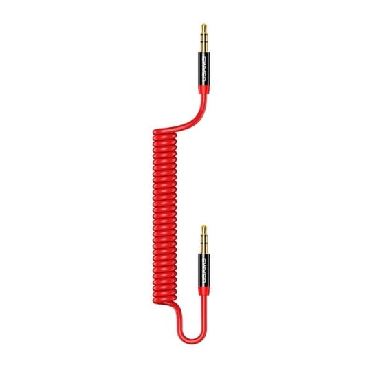 USAMS Adapter Spring audio jack 3,5mm -3,5mm 1,2m czerwony/red SJ256YP02 (US-SJ256) USAMS