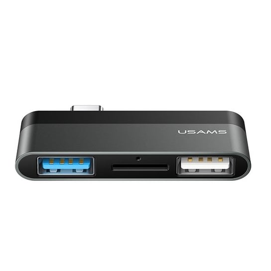 USAMS Adapter USB-C Mini HUB 2xUSB +Micro SD szary/grey SJ463HUB01 (US-SJ463) USAMS