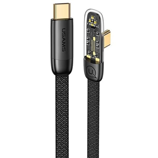 USAMS Kabel kątowy USB-C na USB-C PD 100W Fast Charging Iceflake Series 1,2m czarny/black SJ584USB01 (US-SJ584) USAMS