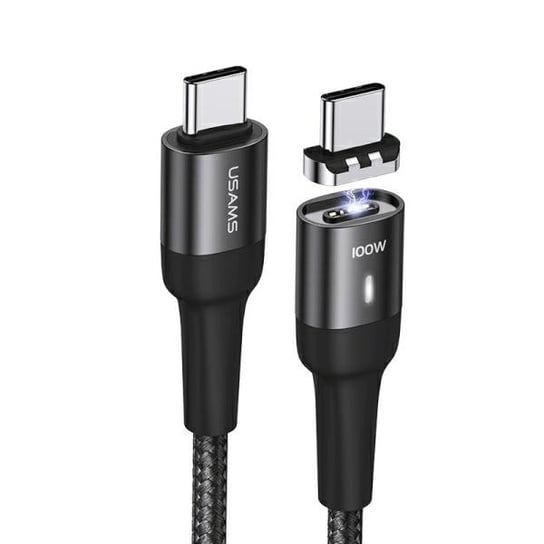 USAMS Kabel magnet. U58 USB-C na USB-C 100W PD Fast Charge 5A 1.5m pleciony czarny/black SJ466USB01 (US-SJ466) USAMS