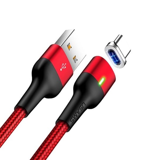 USAMS Kabel magnetyczny U28 USB-C 2A/3A Fast Charge 1m pleciony czerwony/red SJ327USB02 (US-SJ327) USAMS
