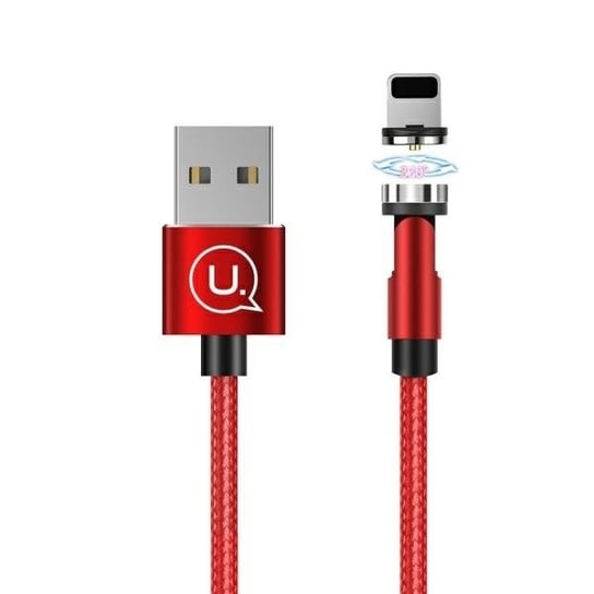 USAMS Kabel magnetyczny U59 lightning 2.1A Fast Charge 1m pleciony czerwony/red SJ472USB02 (US-SJ472) regulowany kąt USAMS