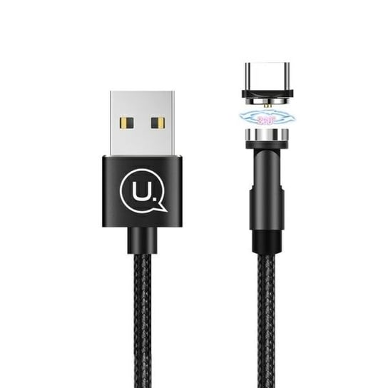 USAMS Kabel magnetyczny U59 USB-C 2.1A Fast Charge 1m pleciony czarny/black SJ473USB01 (US-SJ473) regulowany kąt USAMS